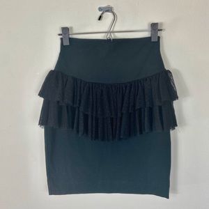 Betsey Johnson Black Lace Peplum Skirt